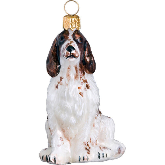 Joy to the World Irish Red and White Setter Dog Blown Glass Polish Christmas Ornament Decoration