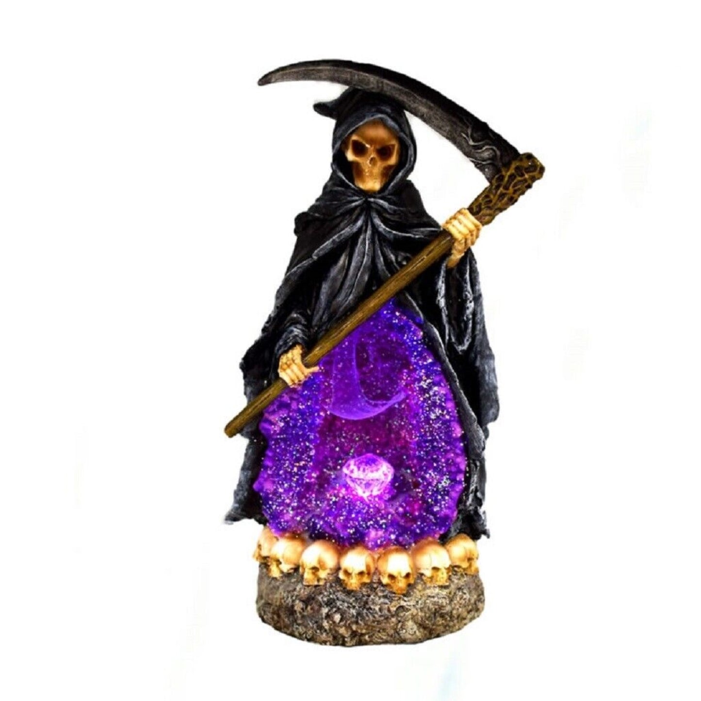 Fantasy Gifts Grim Reaper Death Backflow Cone Incense Burner with Light Up Crystal 10.25 inches