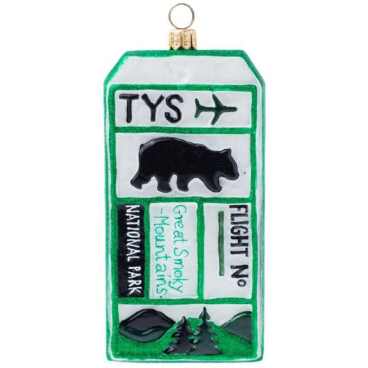 Joy To The World Smoky Mountains Luggage Tag Polish Glass Christmas Ornament