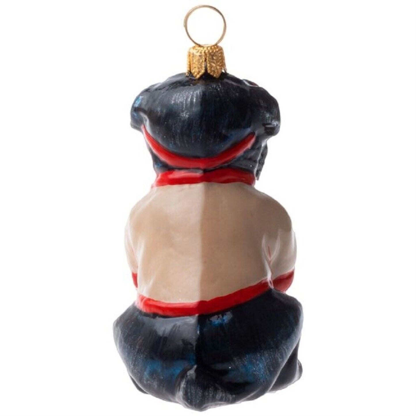 Joy To The World Bah Hum Pug Black Dog Polish Glass Christmas Tree Ornament