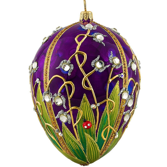 Joy to the World Glitterazzi Ladybug Jeweled Egg Polish Glass Christmas Tree Ornament Poland