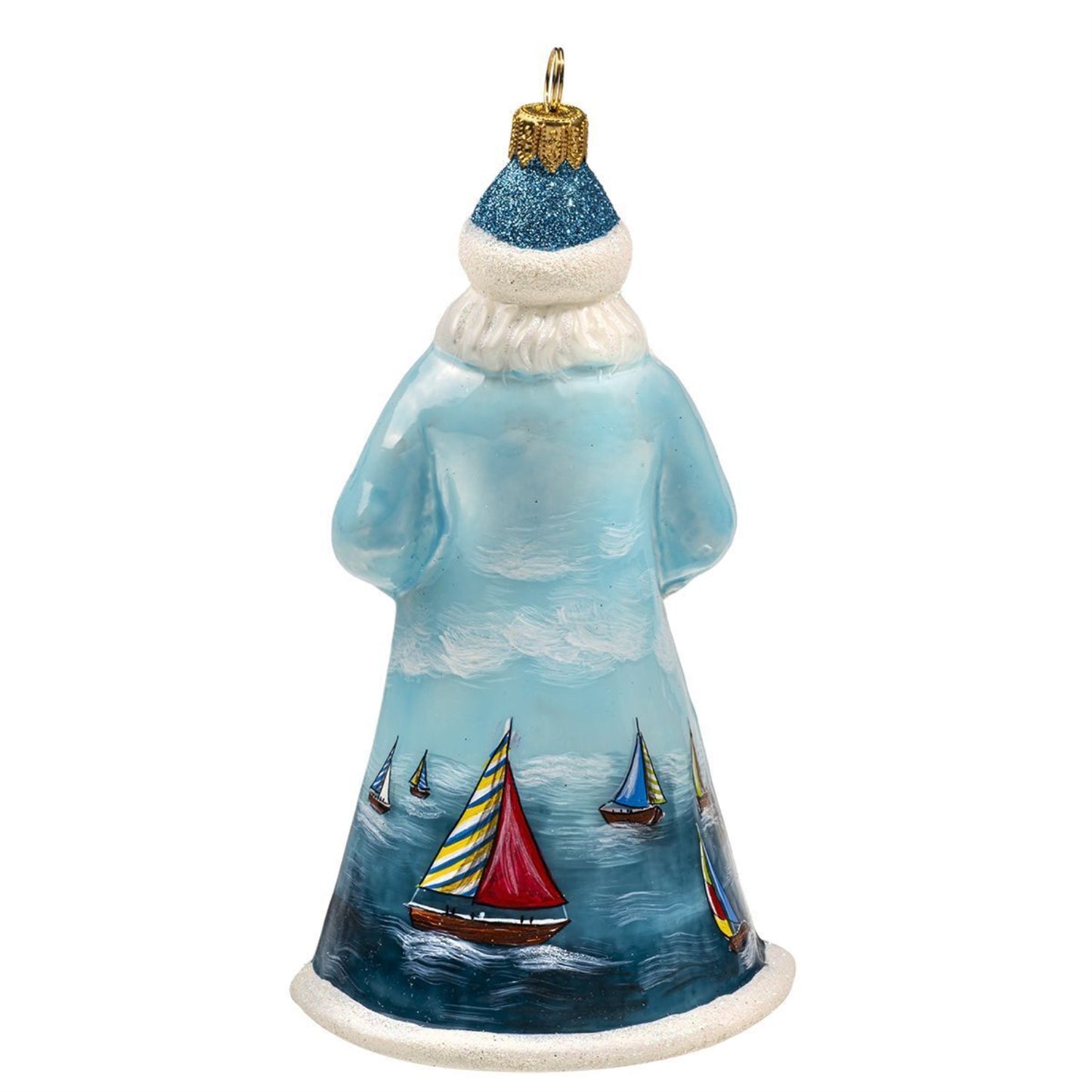 Joy to the World Glitterazzi Sailing Santa Polish Glass Christmas Ornament