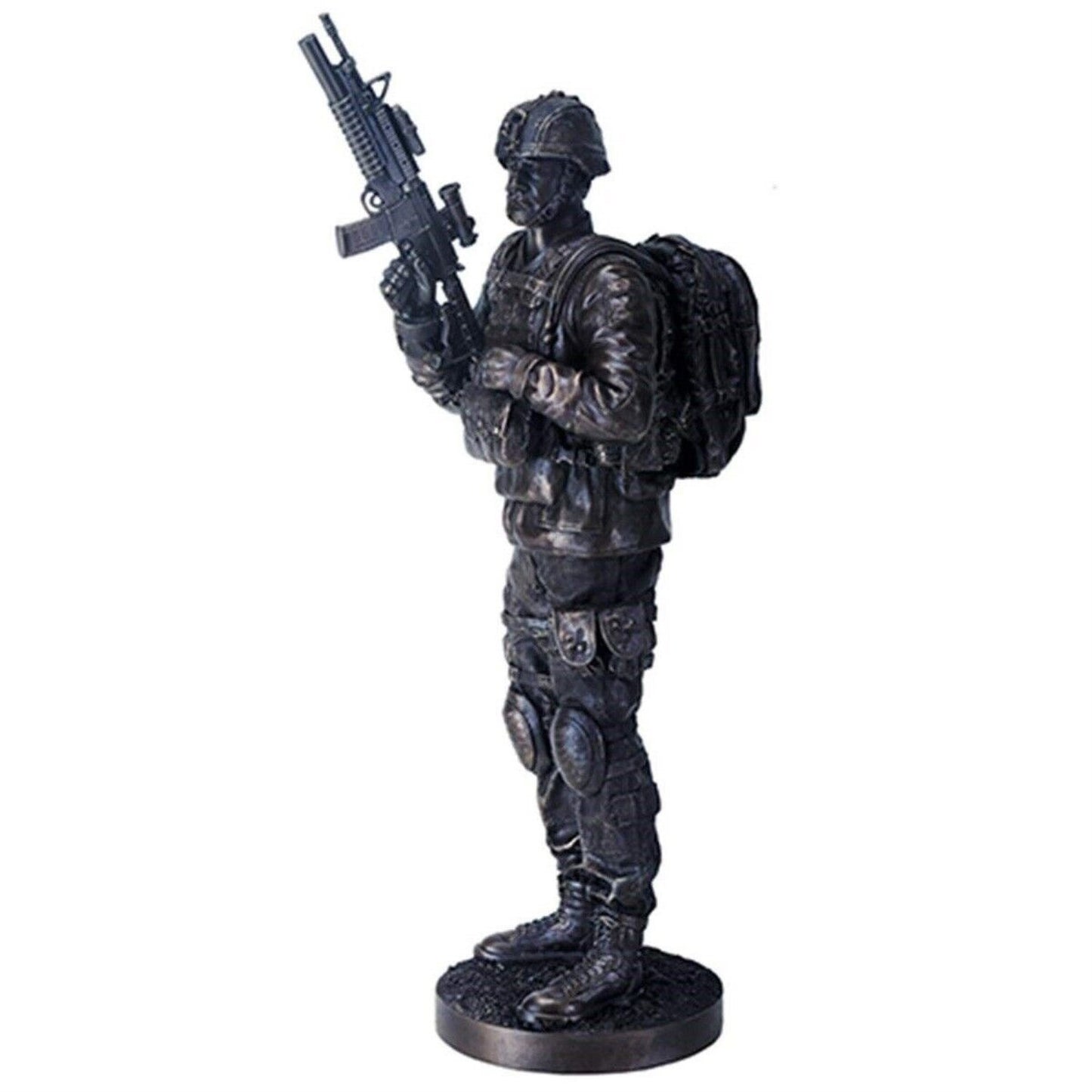 Black Navy Seals Figurine on Guard with Rifle and Full Gear 14 inch
