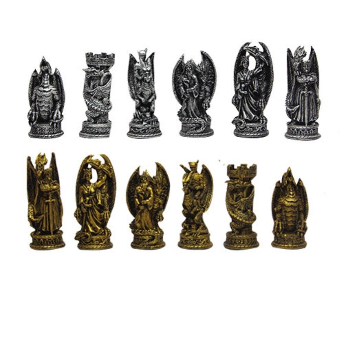 Fantasy Dragon Chess Set with Glass Game Board 17 x 17 inch