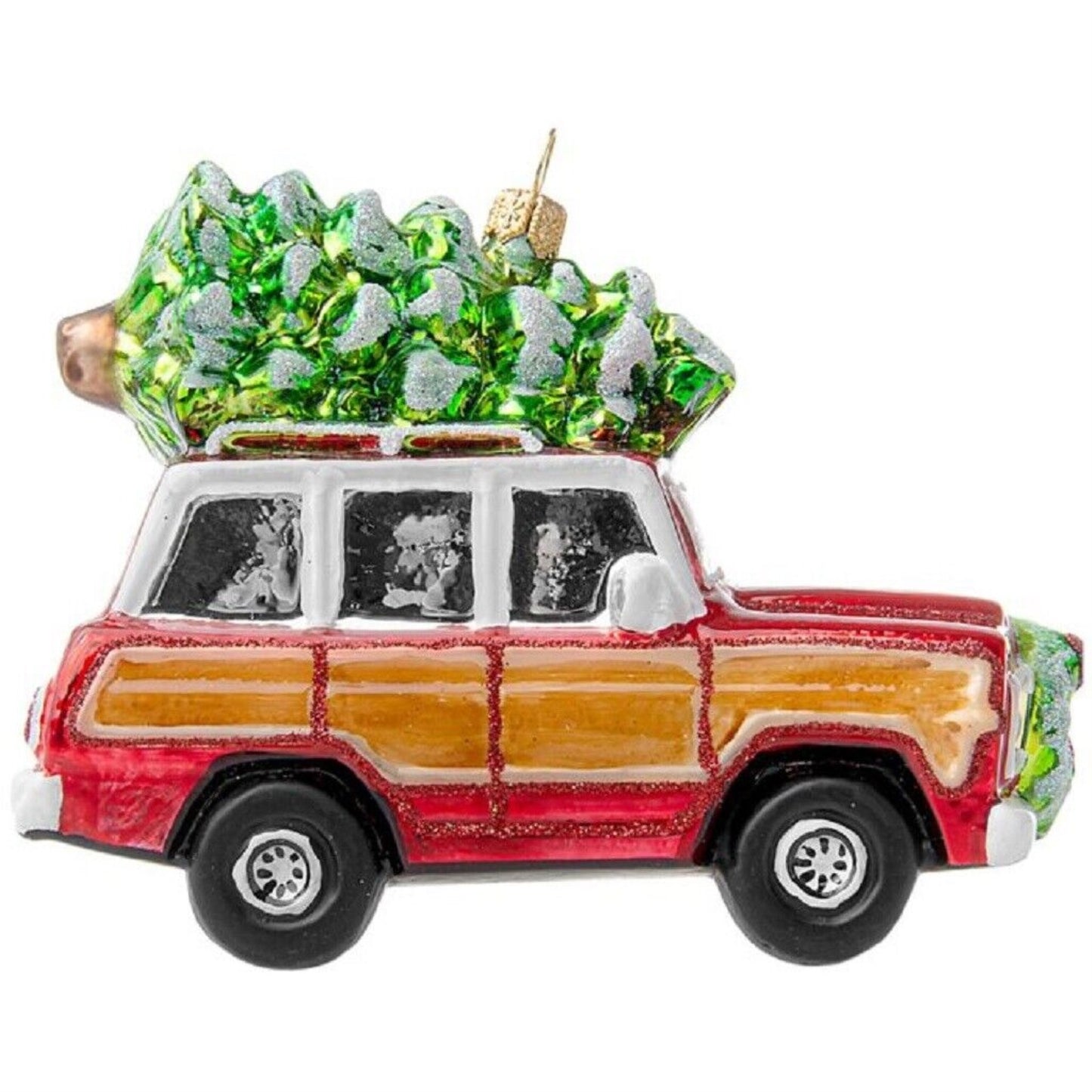 Joy To The World Holiday SUV Off-road Car Polish Glass Christmas Tree Ornament