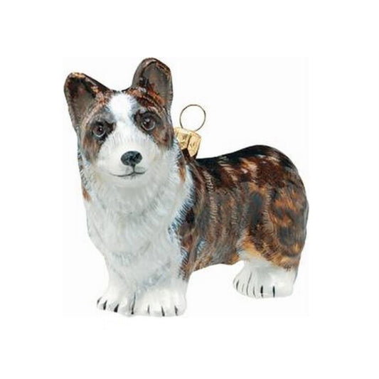 Joy to the World Cardigan Welsh Corgi Dog Polish Blown Glass Polish Christmas Ornament Decoration