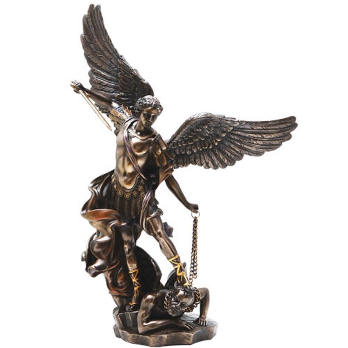 Saint Michael In Battle with Sword Resin Statue Figurine 15 Inch