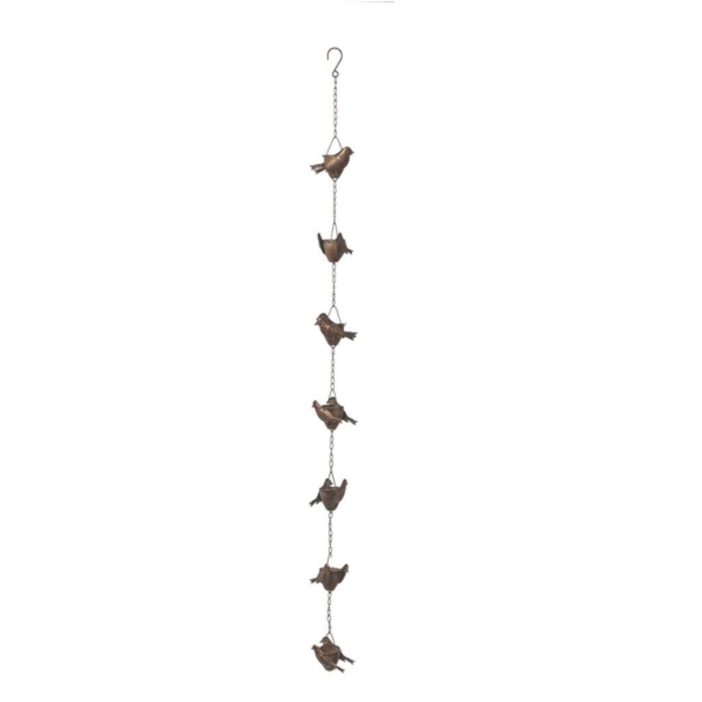 Ganz Gold Patina Bird Outdoor Garden Metal Rain Chain 55 Inch