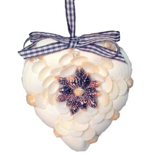 Natural Sea Shells Sailors Valentines Heart Christmas Ornament