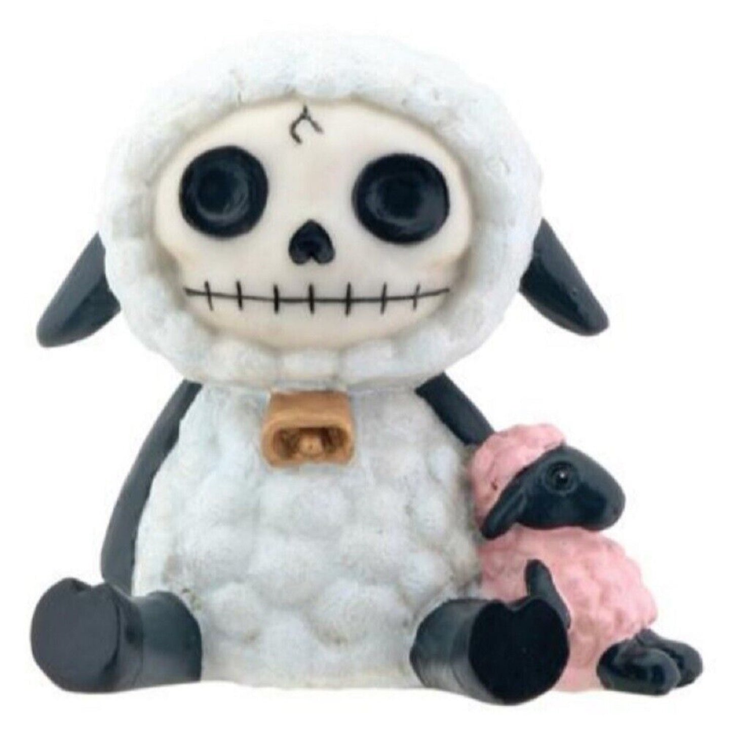 Furrybones White Wooolee Skeleton in Costume with Pink Sheep Collectible Figurine 2.5 inch