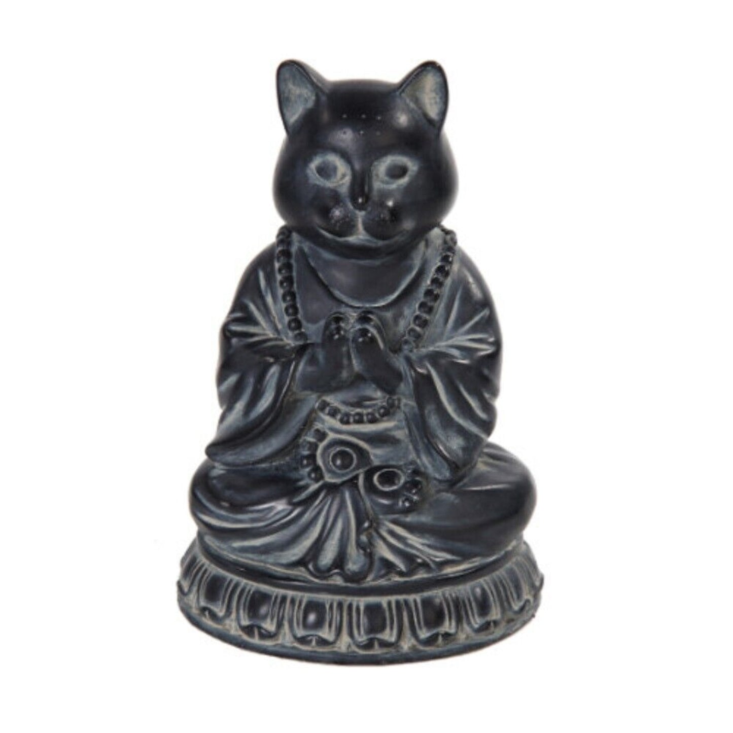 Cat Buddha Meditating Statue Eastern Enlightenment Figurine 6 inch