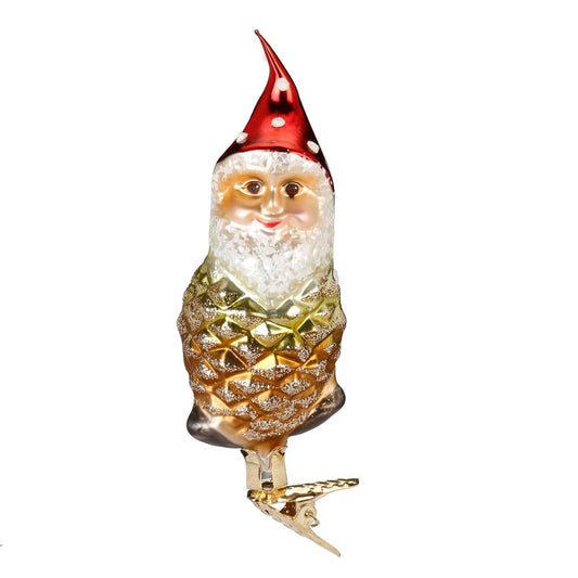 Inge Glas Pinecone Gnome Enchanted Forest German Glass Christmas Tree Ornament FREE BOX