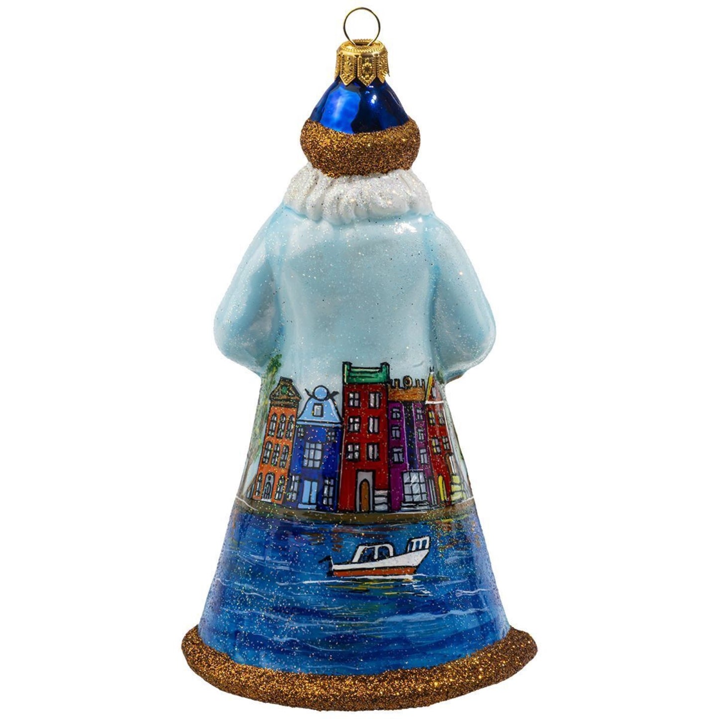 Joy to the World Glitterazzi Holland Santa with Windmill Polish Glass Ornament
