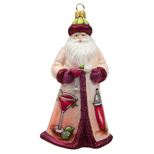 Joy to the World Glitterazzi Cosmopolitan Santa Polish Glass Christmas Ornament