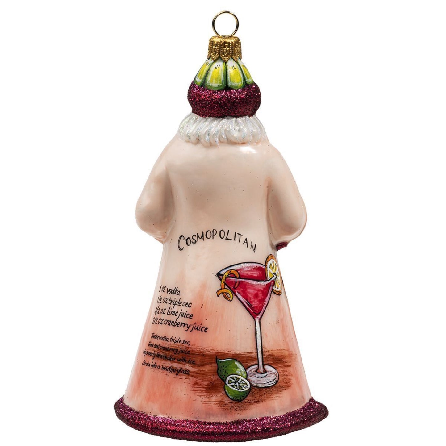 Joy to the World Glitterazzi Cosmopolitan Santa Polish Glass Christmas Ornament