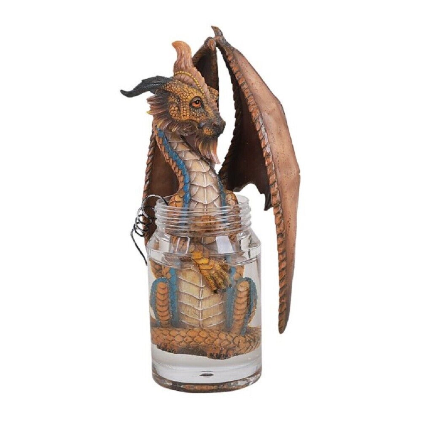 Moonshine Spirits Winged Dragon in Jar Resin Figurine By Stanley Morrison 7.5 inch