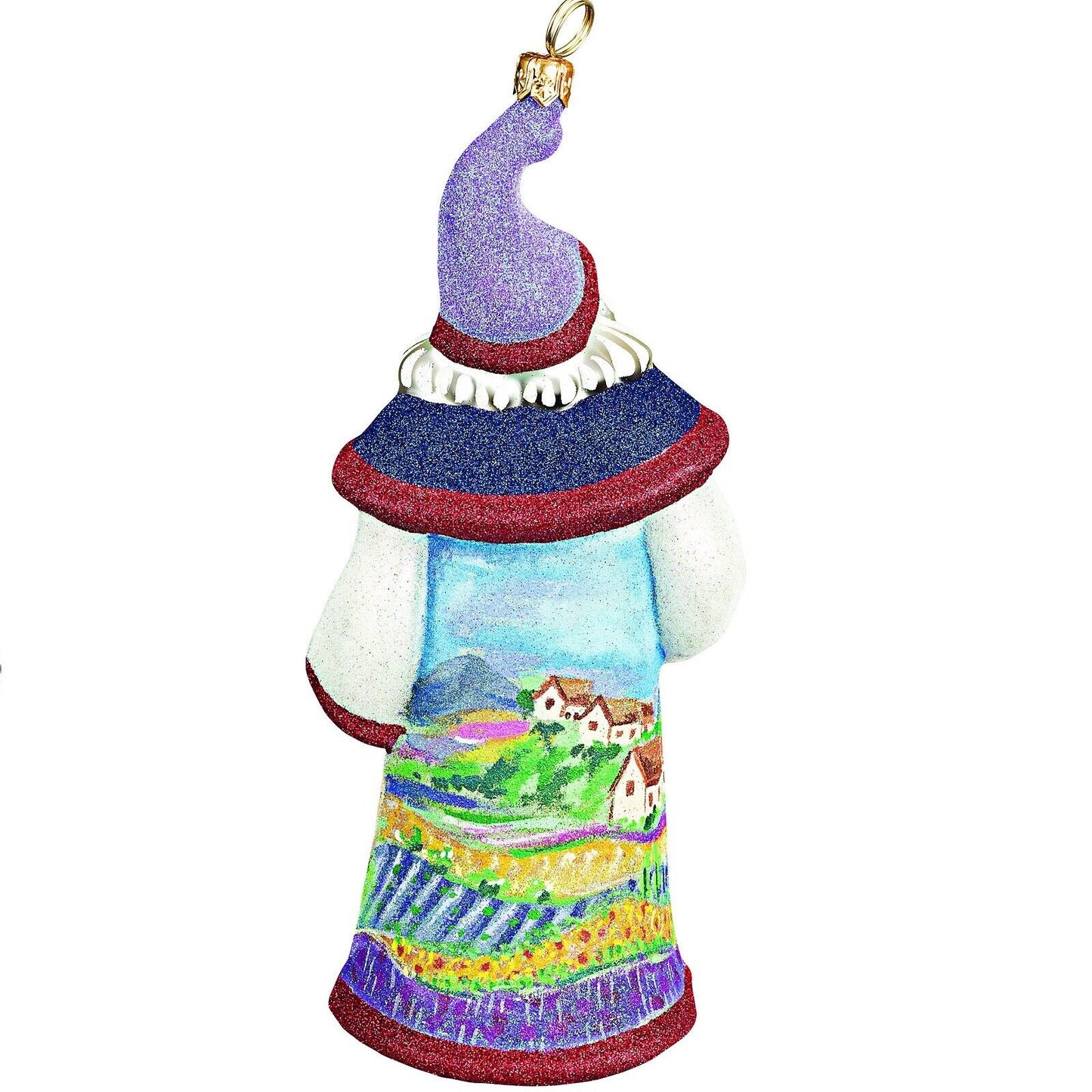 Joy to the World Glitterazzi Provence France Santa Polish Glass Christmas Ornament