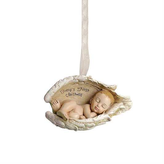 Joseph Studio Babys First Christmas Baby Cradled in Angel Wings Ornament