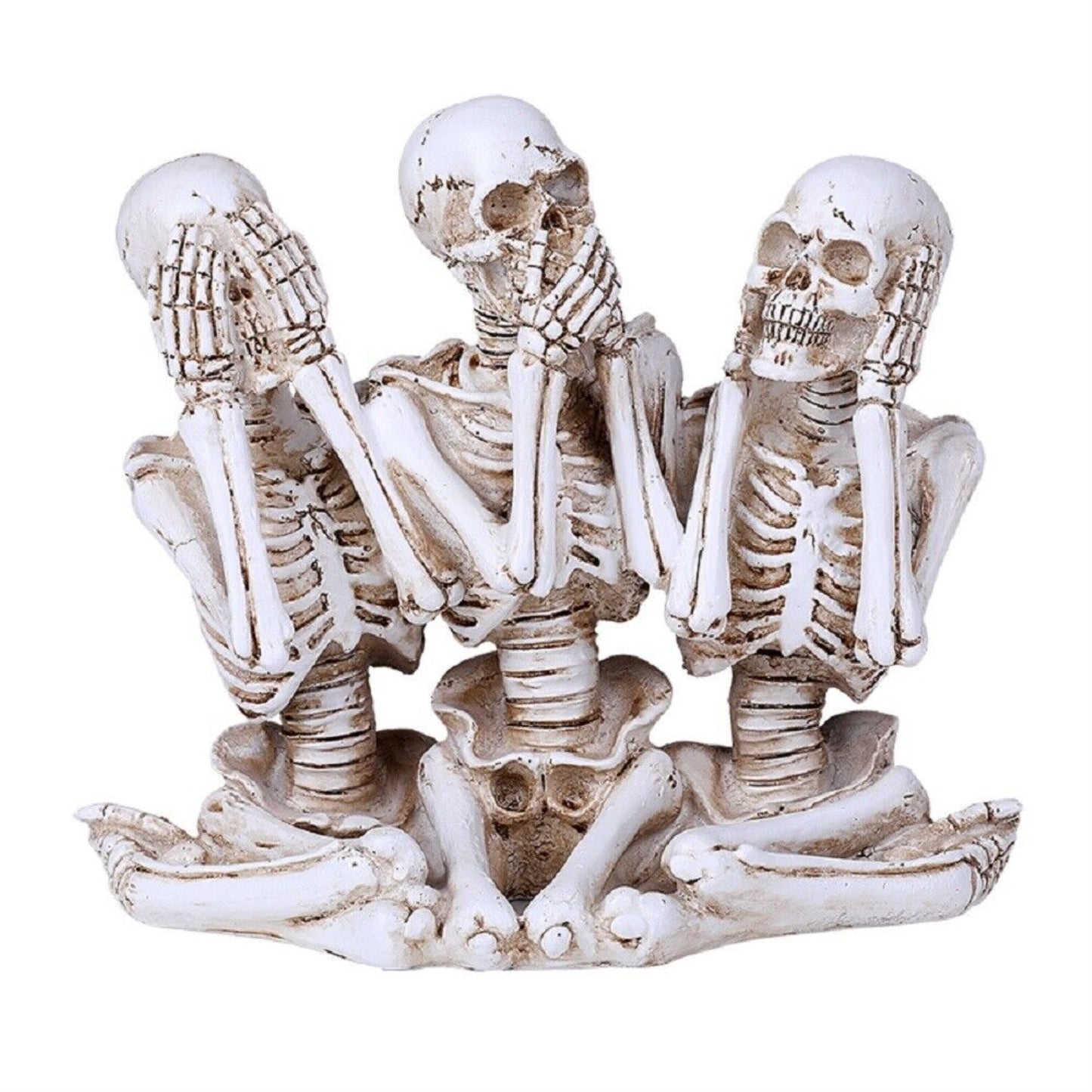 See Hear Speak No Evil Gossiping Sisters Female Lady Skeletons Figurine 6 inch
