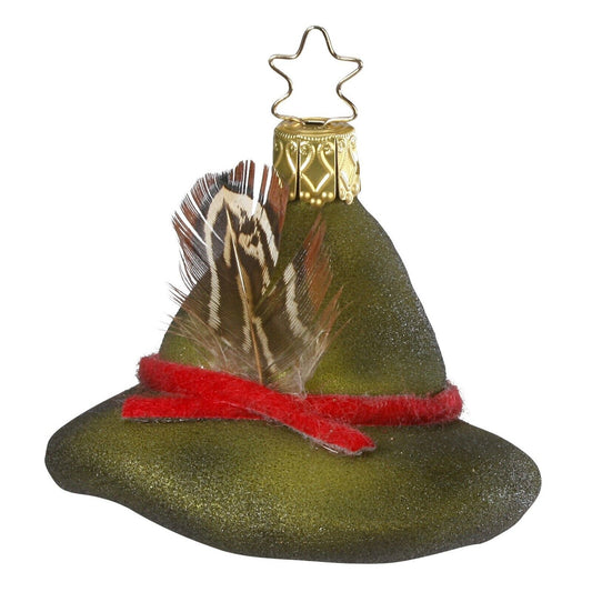 Inge Glas Forestry Hat German Glass Christmas Tree Ornament FREE BOX