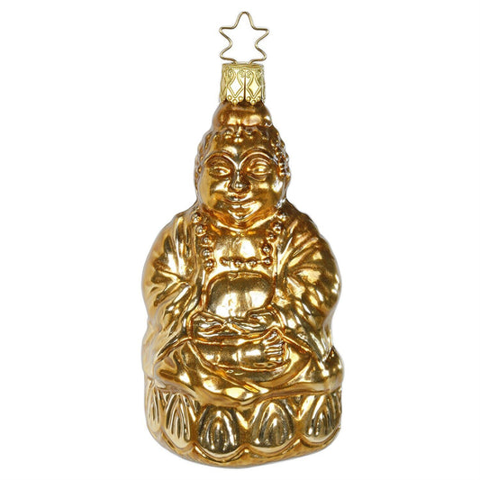 Inge Glas Golden Enlightened Buddha German Glass Christmas Ornament FREE BOX