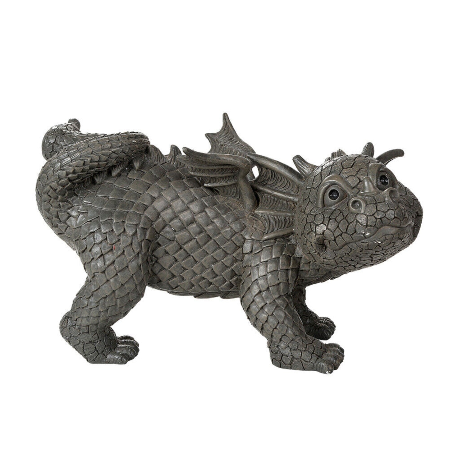 Dragon Peeing Decorative Garden Accent Statue Sculpture Resin Stone Look 12.5 inch Long