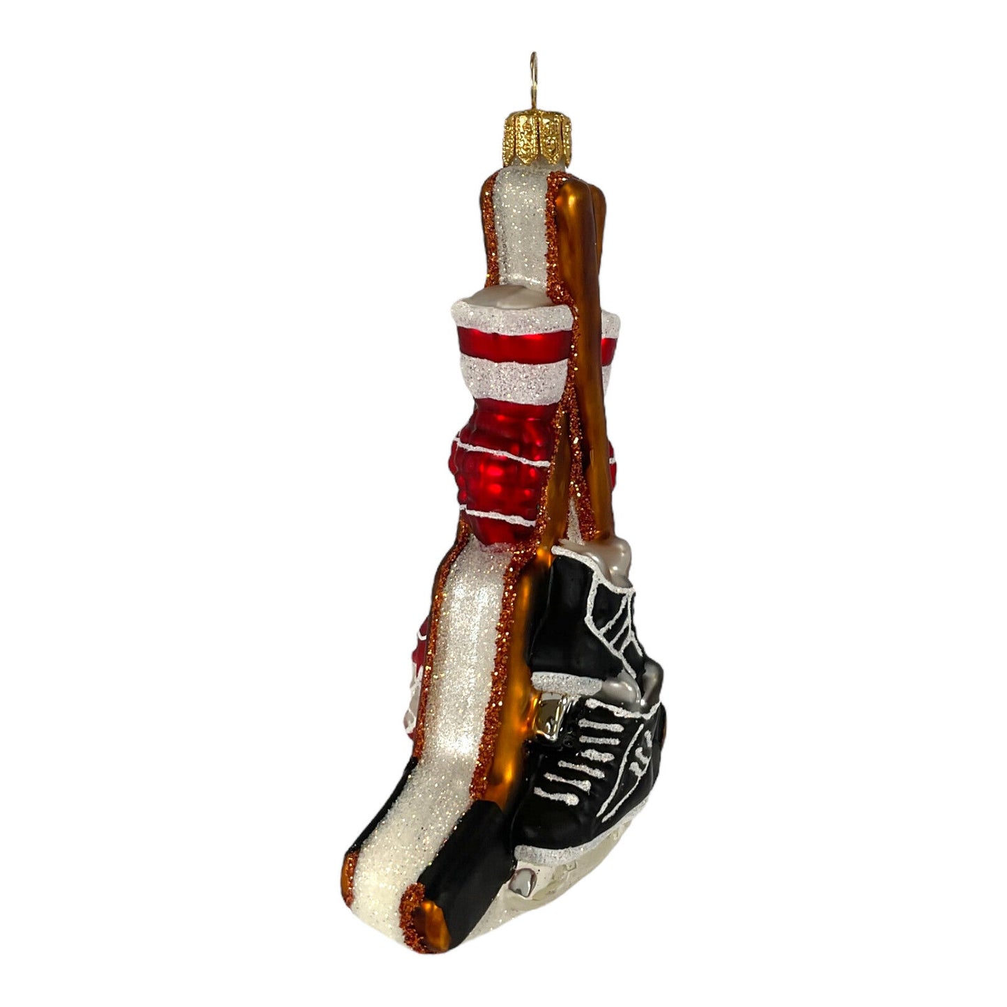 Pinnacle Peak Trading Red Hockey Sports Equipment Polish Blown Glass Hanging Christmas Tree Ornament 5 inch
