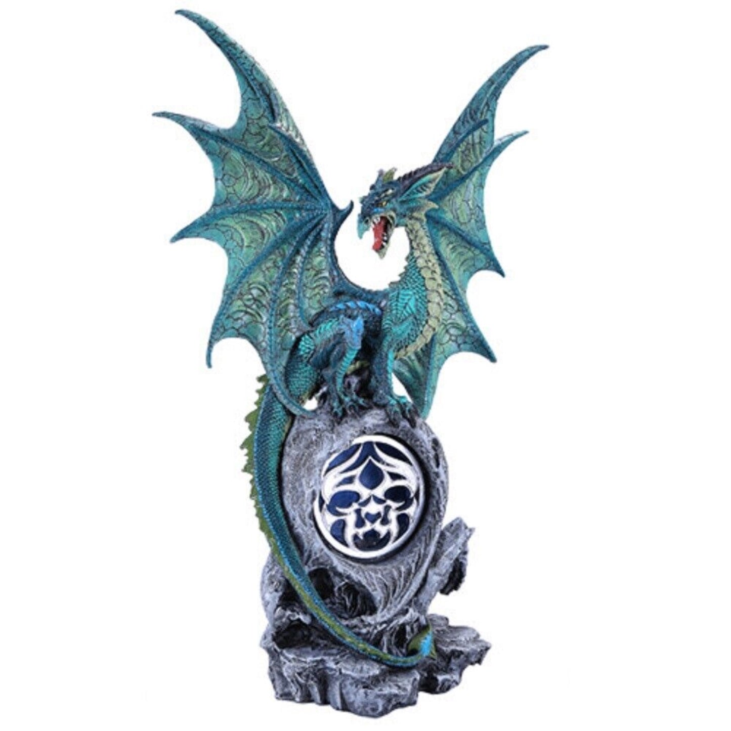 Large Winged Green Jade Color Dragon with RGB Color Changing LED Lighting Rock Figurine 18 inches tall