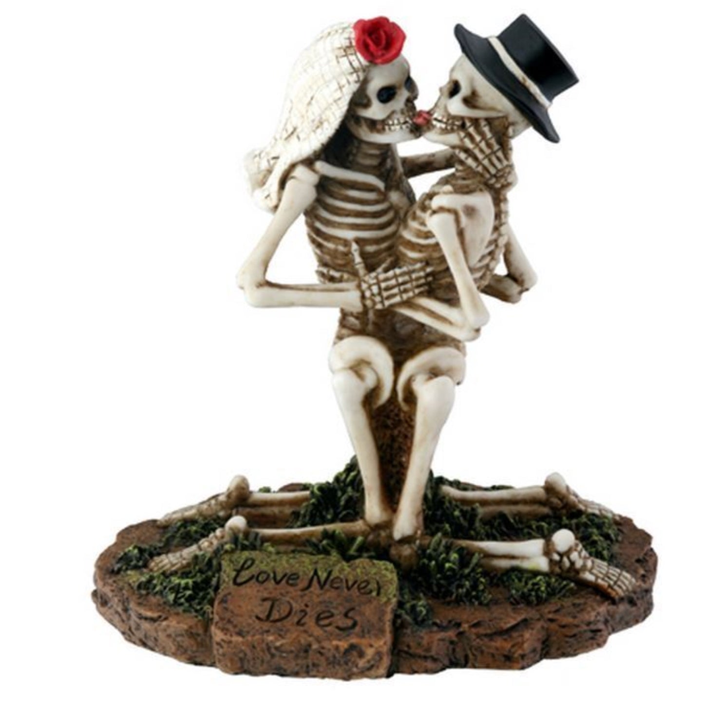 Love Never Dies Skeletons Kissing Day of the Dead Dia de Los Muertos Figurine 4.5 inch