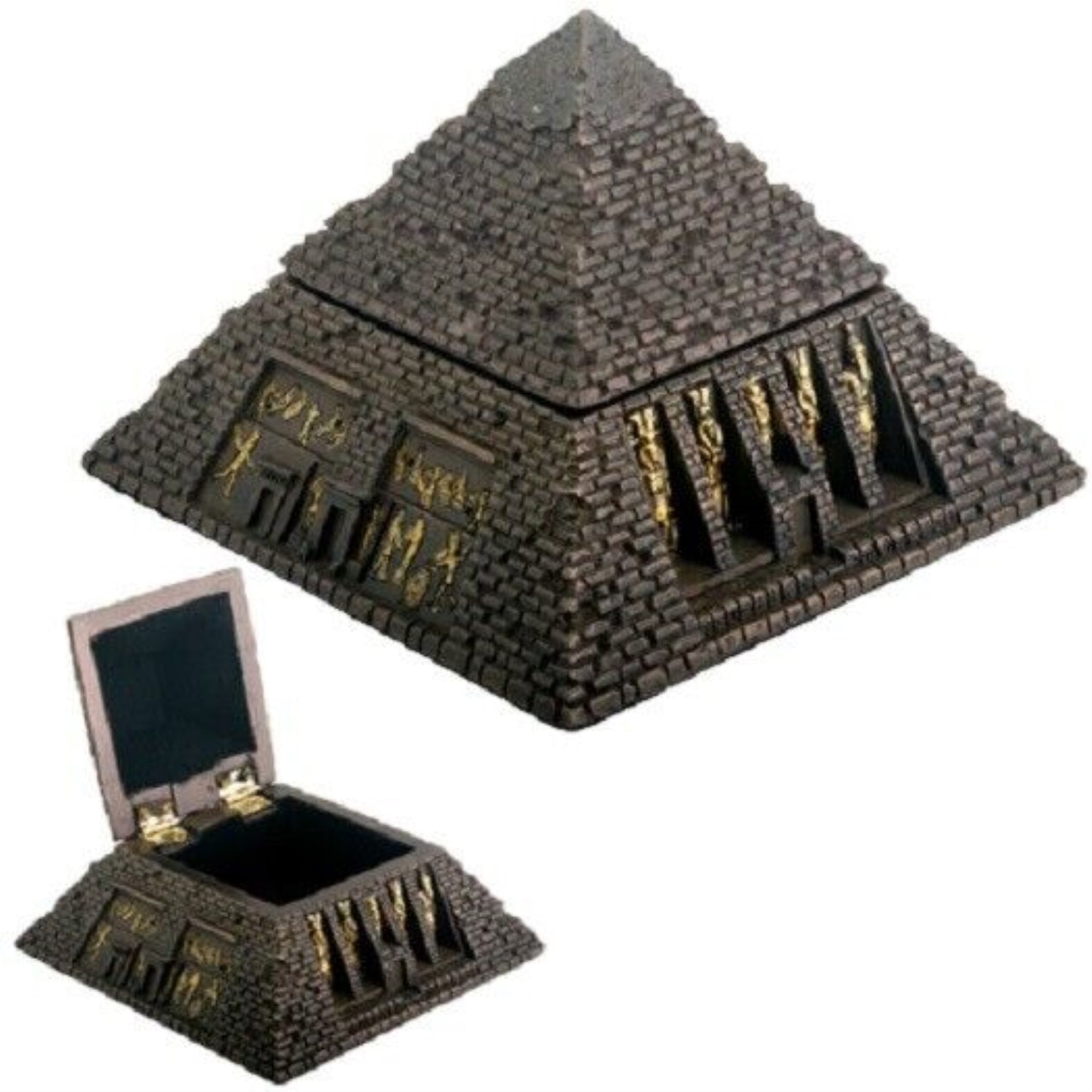 Small Bronze Color Egyptian Pyramid Jewelry Trinket Keepsake Box 2.75 inch