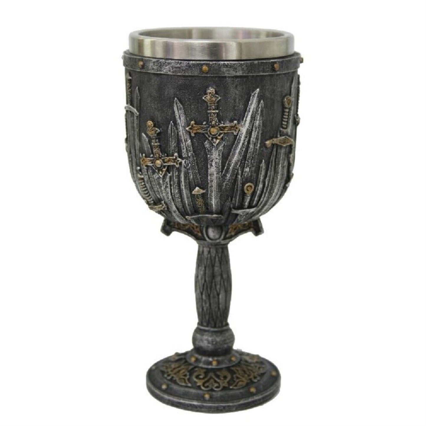 Mythical Swords Wine Goblet Chalice Cup Resin Body Stainless Steel Cup