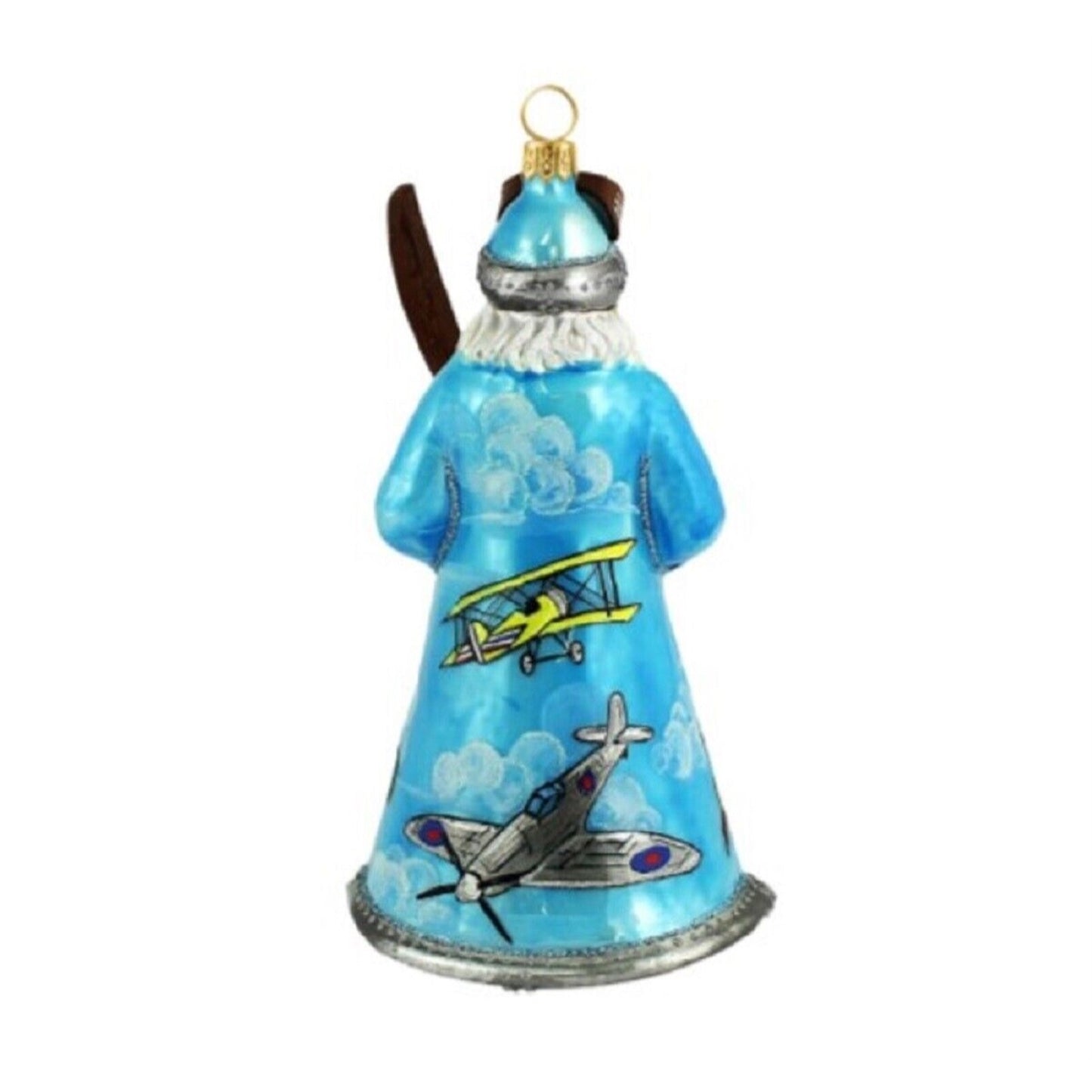 Joy to the World Glitterazzi Aviation Santa Polish Christmas Ornament Planes Decoration