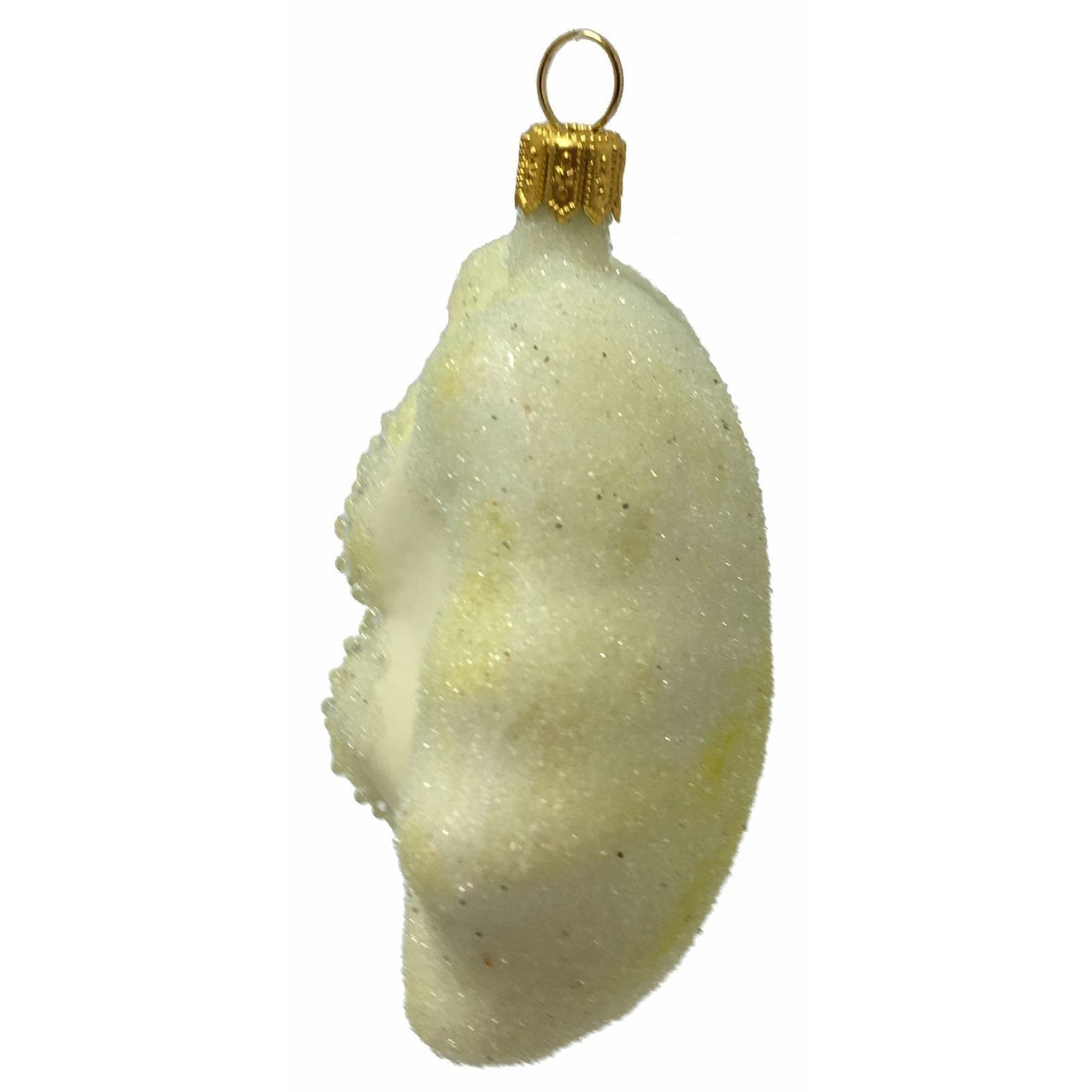 Pinnacle Peak Trading White Pattypan Scallop Squash Polish Glass Christmas Ornament Vegetable
