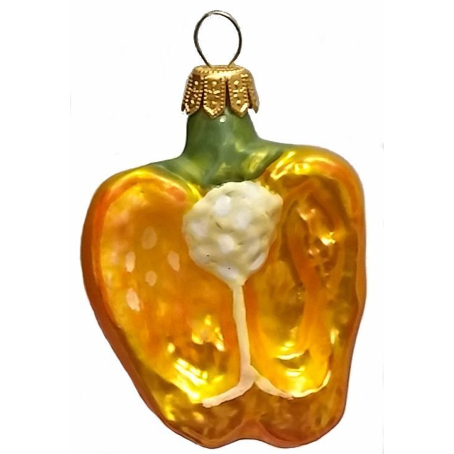 Pinnacle Peak Trading Half of a Yellow Bell Pepper Polish Glass Christmas Ornament Set of 2 Decoration