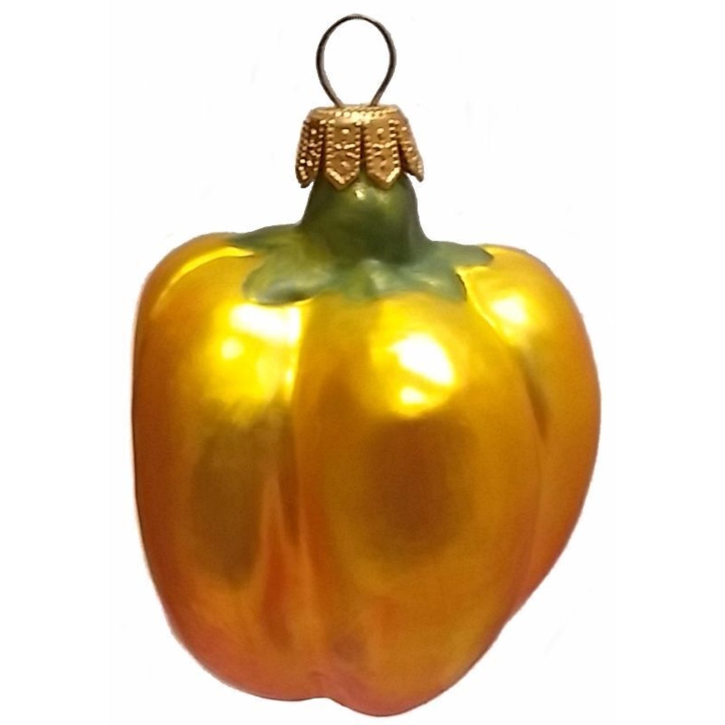 Pinnacle Peak Trading Half of a Yellow Bell Pepper Polish Glass Christmas Ornament Set of 2 Decoration