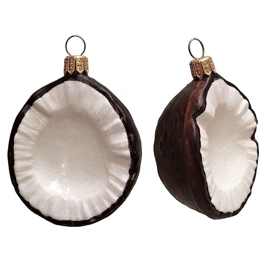 Pinnacle Peak Trading Slice of Coconut Polish Blown Glass Christmas Ornament Set of 2 Decorations
