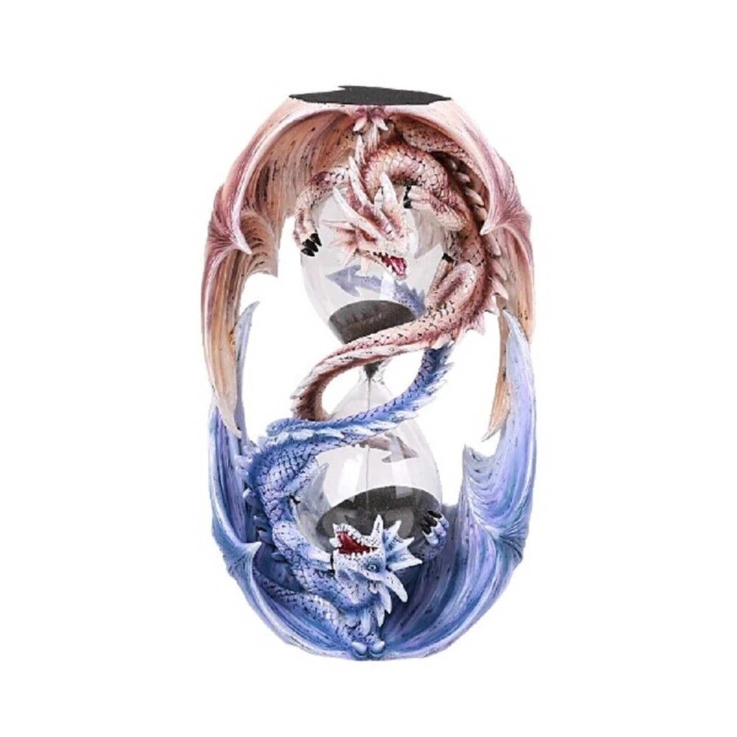 Anne Stoke Invertible Elemental Ice and Fire Dual Dragon Sand timer Figurine 7.5 inch