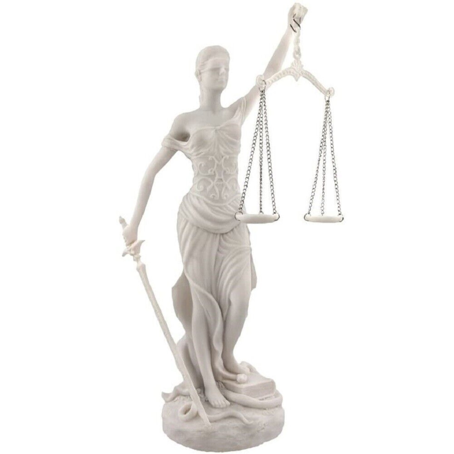 Lady Justice Marble Finish Resin Statue Figurine Justicia Law Scale 12 inch