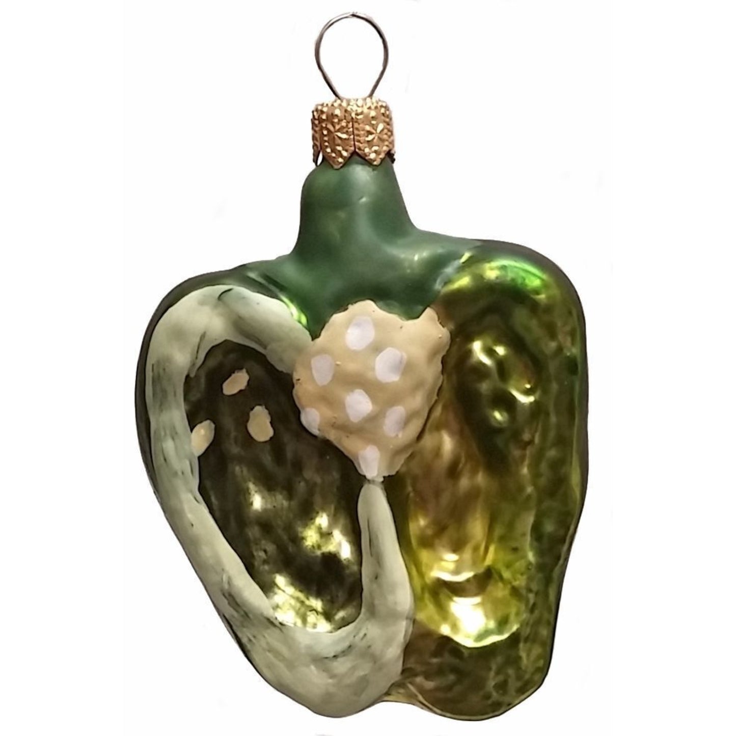 Pinnacle Peak Trading Half of a Green Bell Pepper Polish Glass Christmas Ornament Set of 2