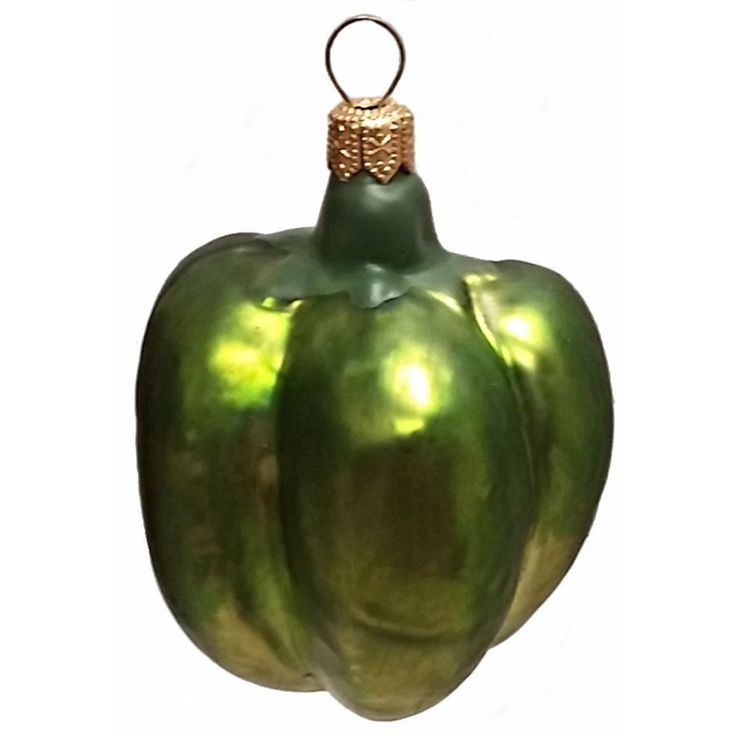 Pinnacle Peak Trading Half of a Green Bell Pepper Polish Glass Christmas Ornament Set of 2