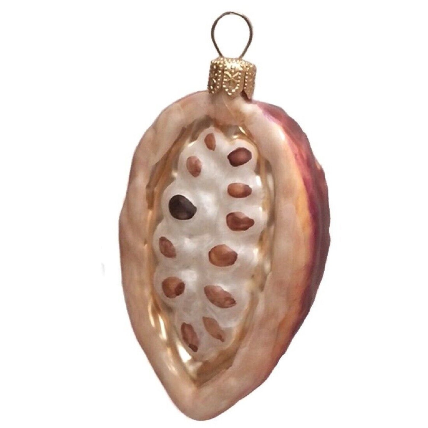 Pinnacle Peak Trading Cocoa Beans Polish Blown Glass Christmas Ornament Set of 2 Holiday Decorations