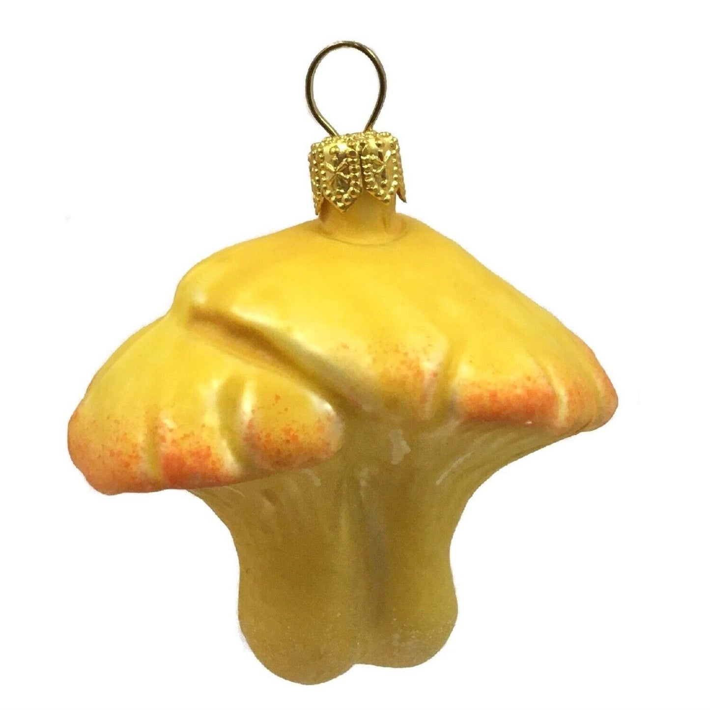 Pinnacle Peak Trading Yellow Mushrooms Polish Glass Christmas Tree Ornament Fungus Holiday Decoration Set of 2