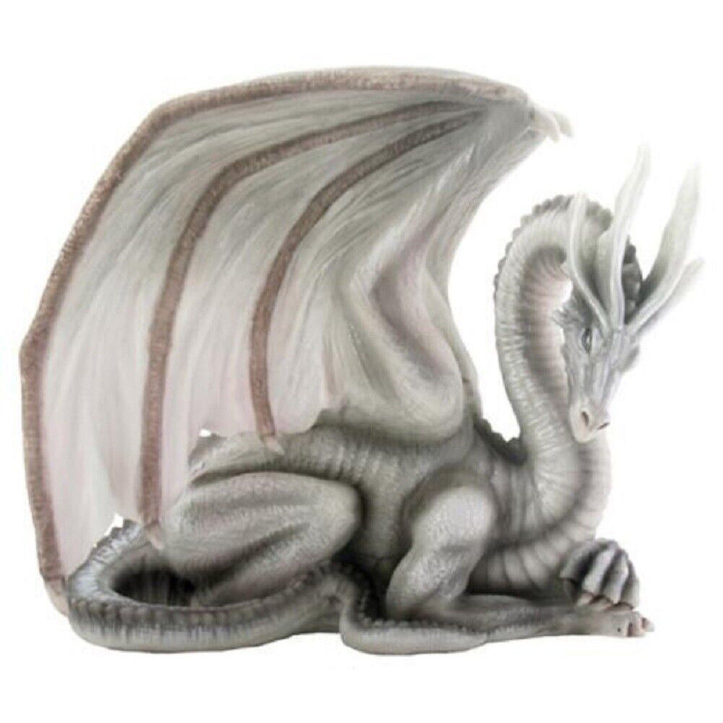 Wise Old White Dragon Collectible Serpent Drake Figurine 7 inch