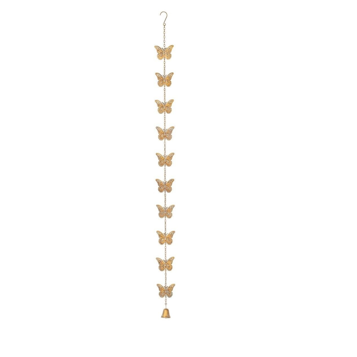 Ganz Gold Patina Butterfly Outdoor Garden Metal Rain Chain 69 Inch
