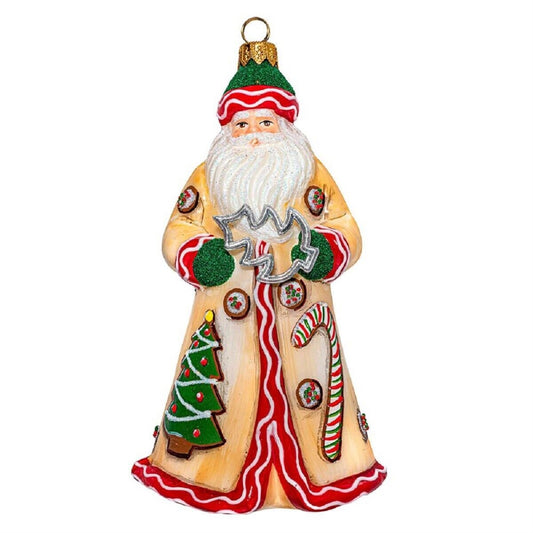 Joy to the World Glitterazzi Christmas Cookie Baker Santa Claus Polish Glass Ornament