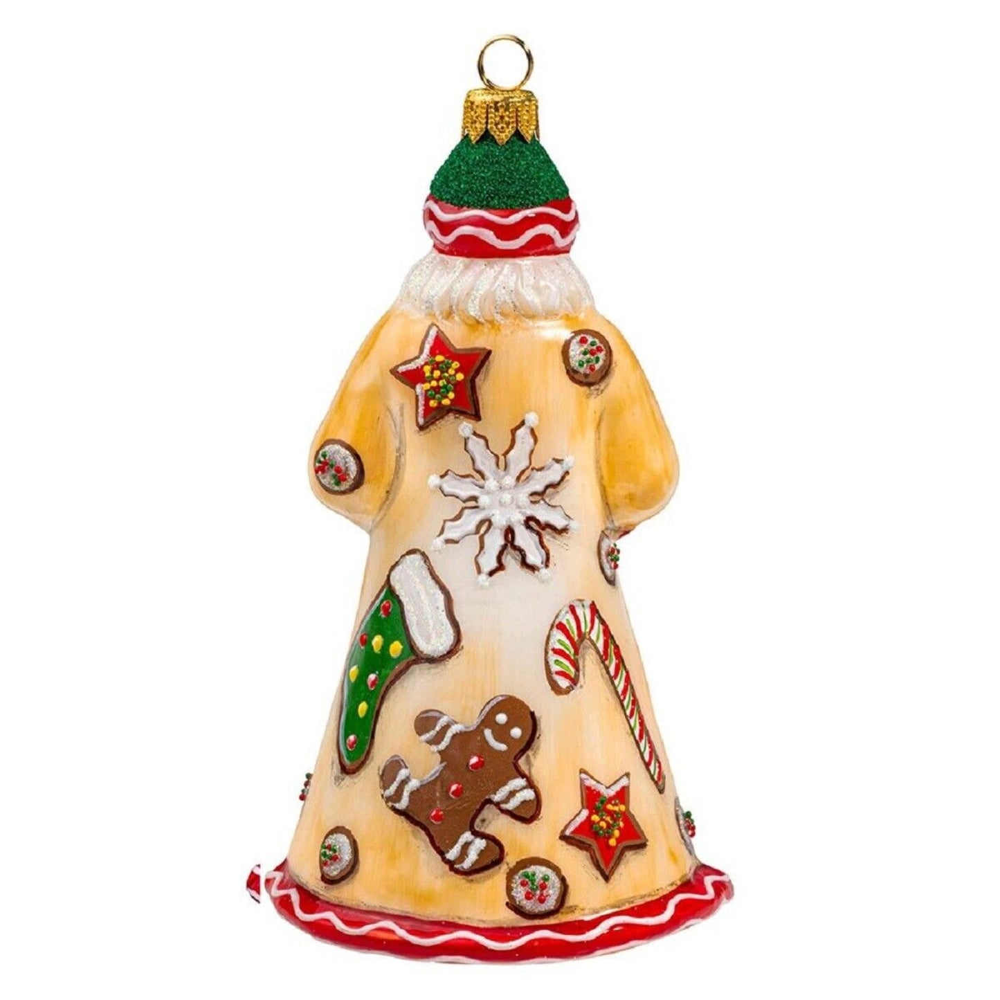 Joy to the World Glitterazzi Christmas Cookie Baker Santa Claus Polish Glass Ornament