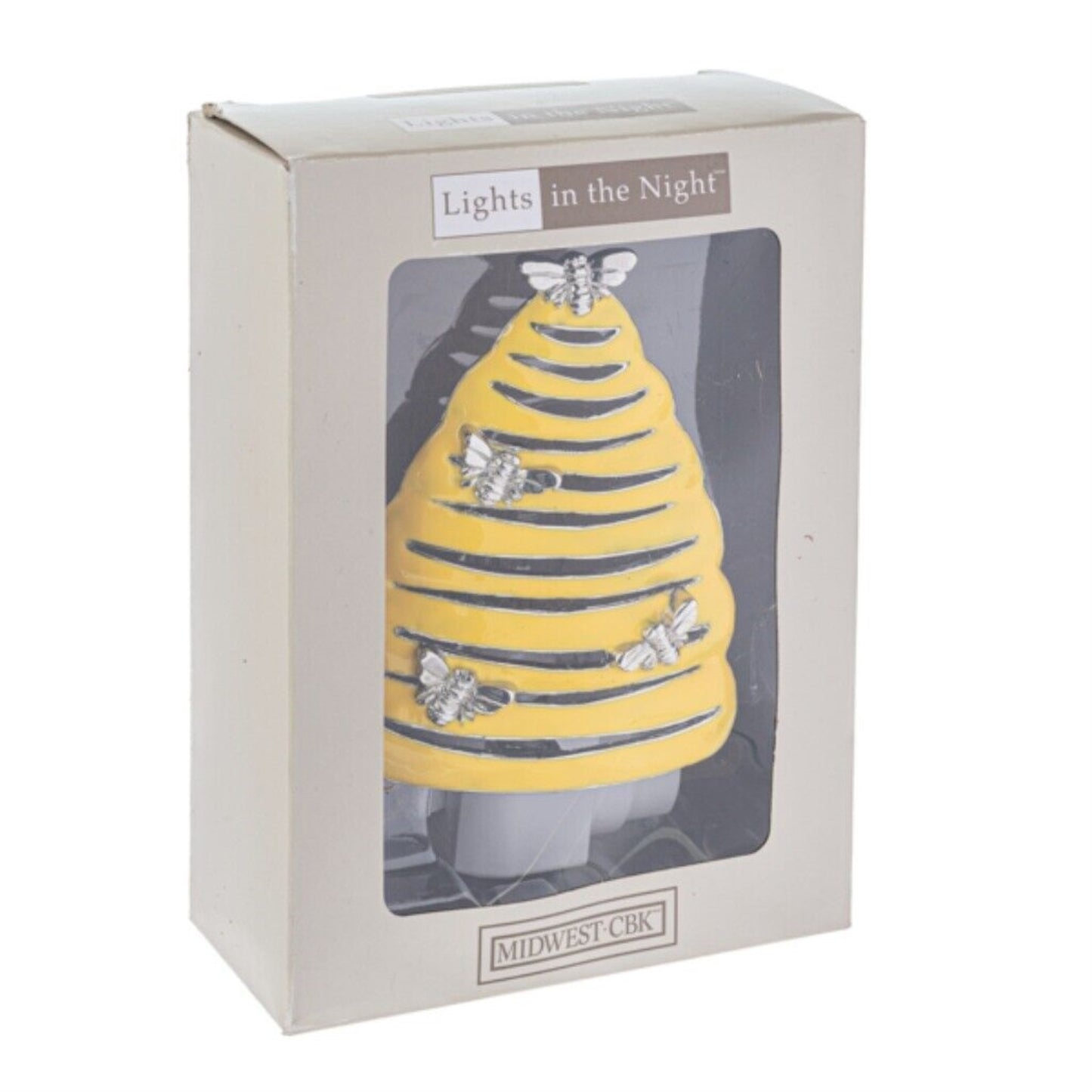Ganz Yellow Bee Skep Honeycomb Zinc Metal Plug in Night Light 5 Inch