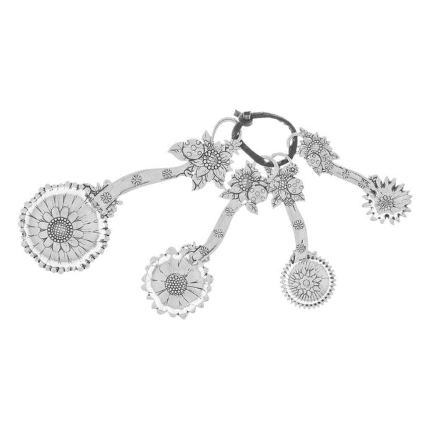 Ladybugs Colorful Silver Zinc Metal 4-Piece Measuring Spoon Set