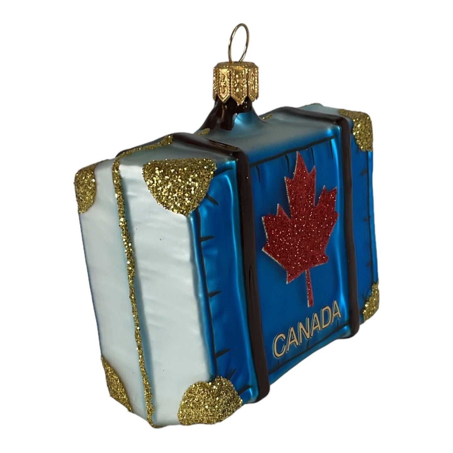 Pinnacle Peak Trading Ottawa Canada Travel Suitcase Polish Glass Christmas Ornament