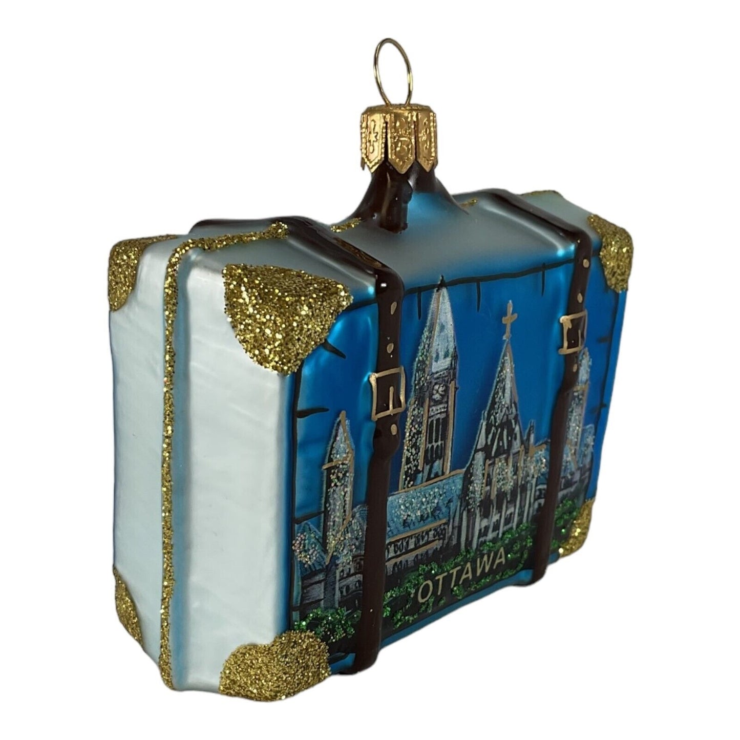 Pinnacle Peak Trading Ottawa Canada Travel Suitcase Polish Glass Christmas Ornament
